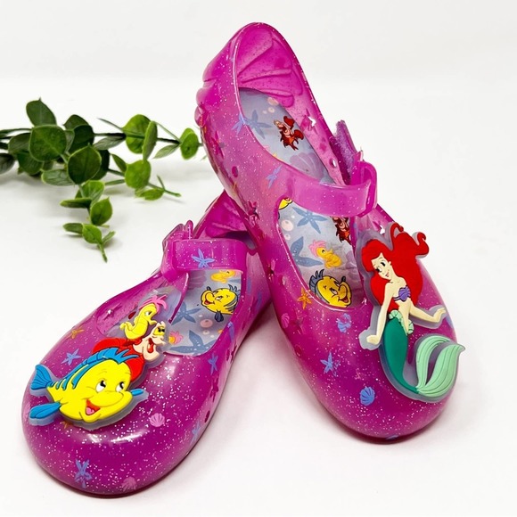 Disney Other - Disney Little Mermaid Mary-Jane Jelly Shoe Size 10 Purple Glitter w/adj. strap